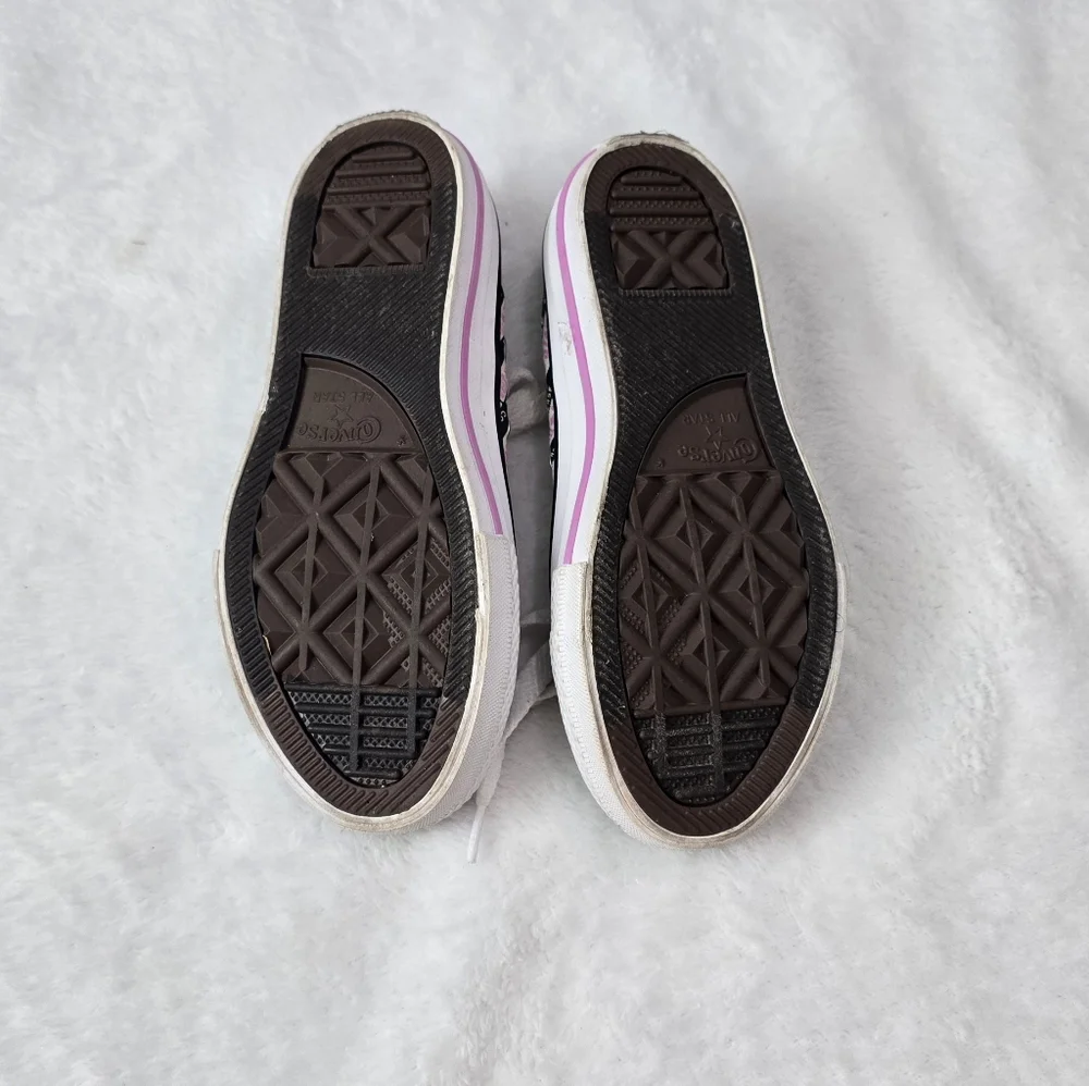 Girl's Converse Shoes All Star Junior Pink Black Signature Logo Sneakers Size 11